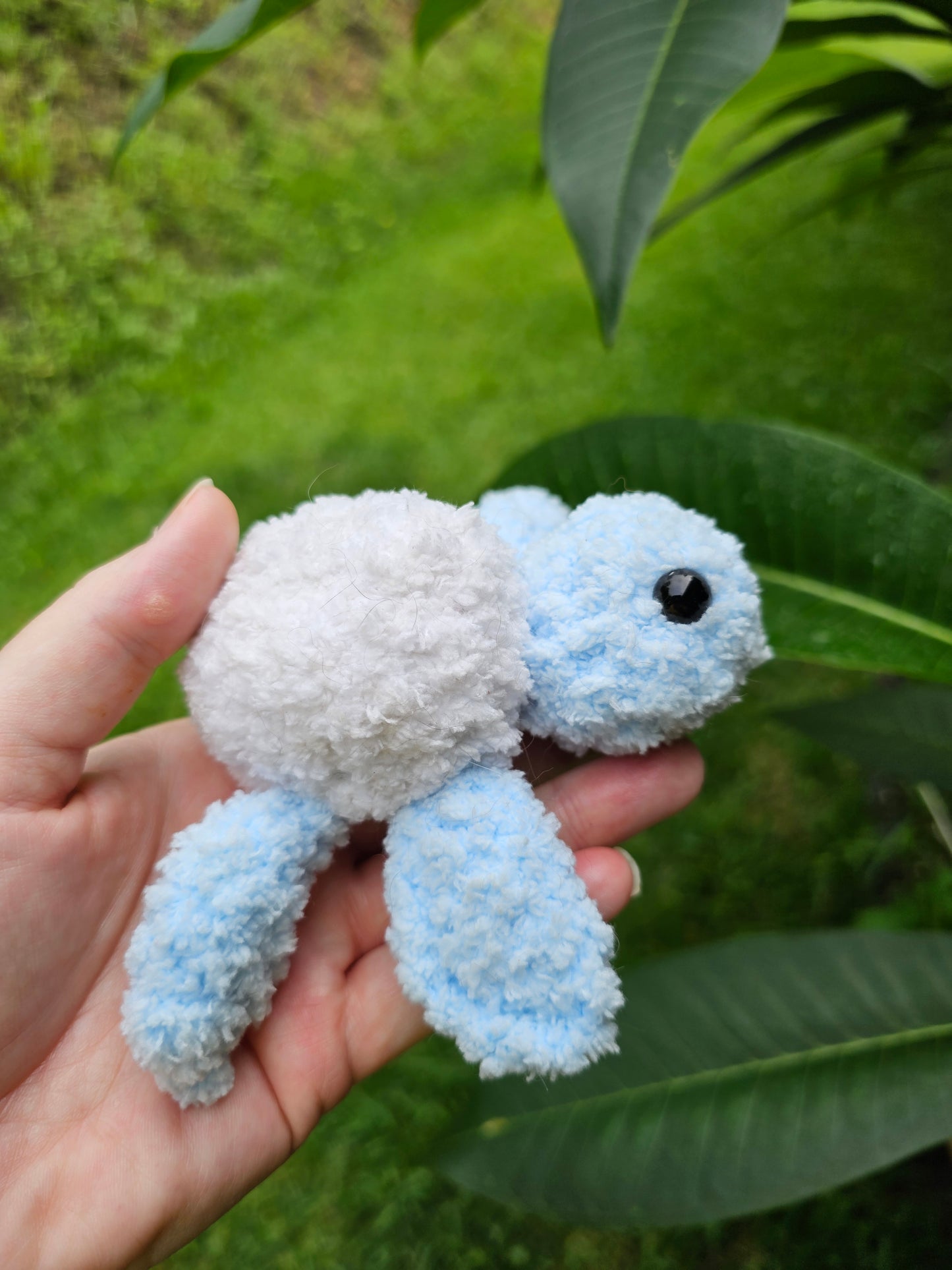 Turtle plushie, light blue & white